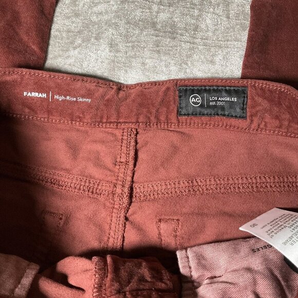 AG Adriano Goldschmeid The Farrah high rise jeans size 30 brown red preppy - Picture 7 of 16